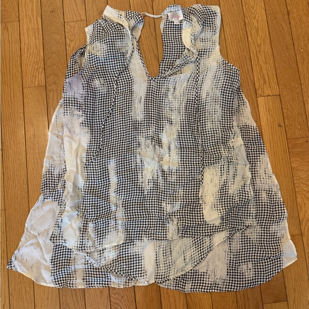 Parker Black and White Sleeveless Blouse